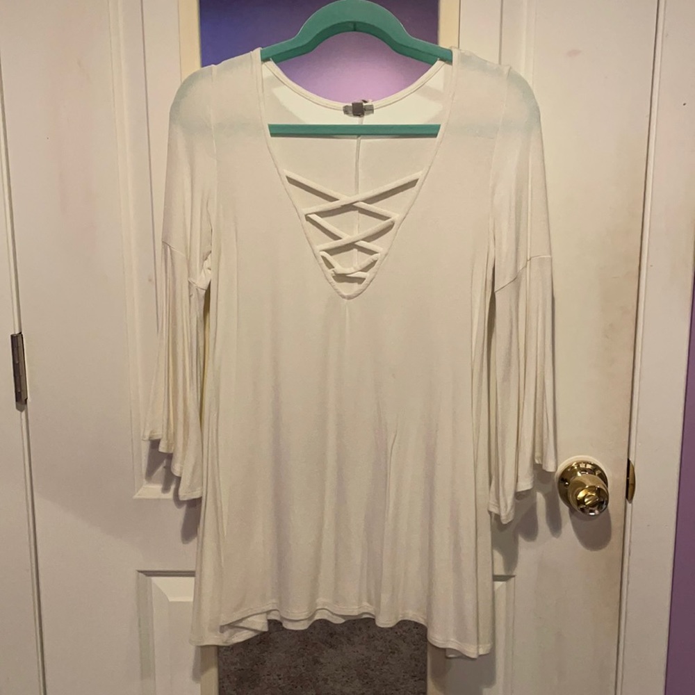 White cross chested long sleeve